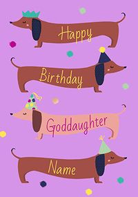 Tap to view Goddaughter Sausage Dog Personalised Birthday Card