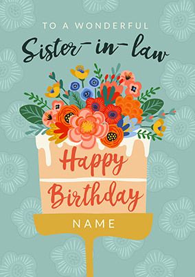 Sister-in-Law Cake Personalised Birthday Card
