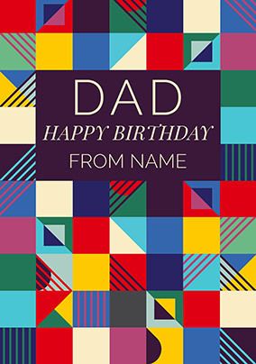 Dad Geometric Personalised Birthday Card