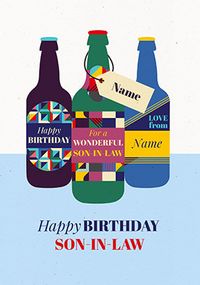 Son in Law Beer Bottles Personalised Birthday Card