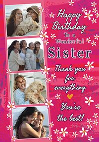 Happy Birthday Wonderful Sister Photo Card