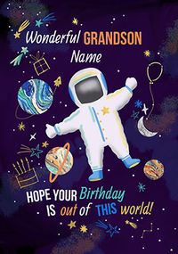 Tap to view Wonderful Grandson Astronaut Personalised Birthday Card