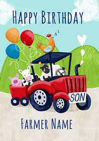 Son Tractor Personalised Birthday Card