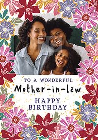 Mother-in-Law Floral Photo Birthday Card
