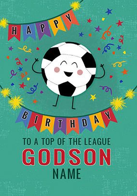 Godson Football Personalised Birthday Card