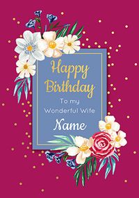 Happy Birthday Wonderful Wife Personalised Card