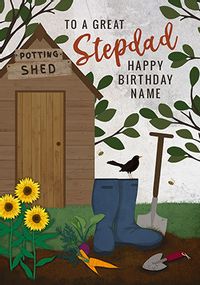 Great Stepdad Shed Personalised Birthday Card