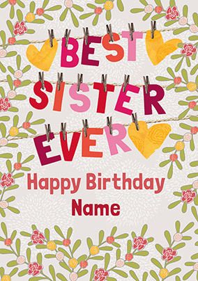 Best Sister Ever Personalised Birthday Card