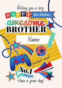 Tap to view Awesome Brother Personalised Birthday Card