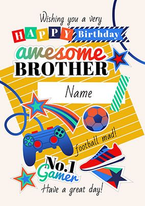 Awesome Brother Personalised Birthday Card