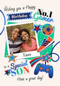 Tap to view Gamer Son Photo Birthday Card
