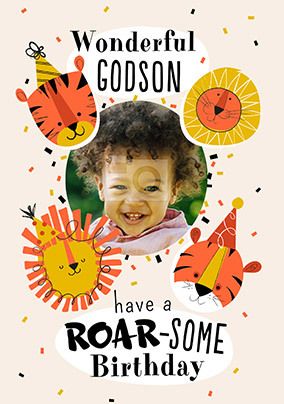 Godson Roar-some Birthday Photo Card