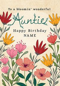 Bloomin Wonderful Auntie Personalised Birthday Card