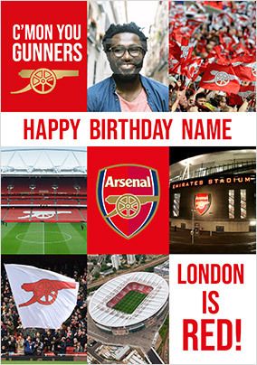 Arsenal - C'mon You Gunners Photo Birthday Card