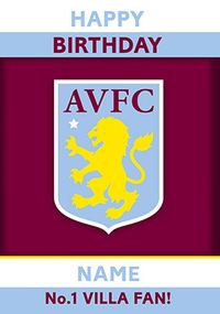 Tap to view Aston Villa Crest Personalised Birthday Card