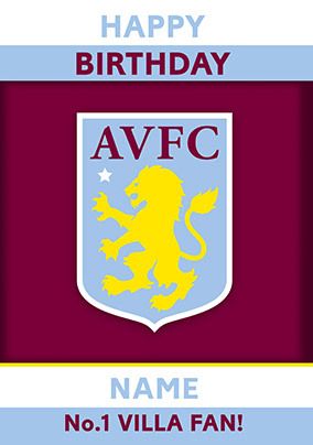Aston Villa Crest Personalised Birthday Card