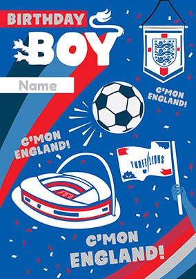 Birthday Boy England Football Personalised Card