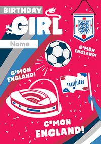 Tap to view Birthday Girl England Football Personalised Card