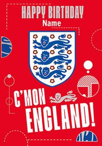 Tap to view Happy Birthday C'mon England Personalised Birthday Card