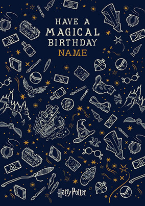 ANY NAME AGE RELATION HARRY POTTER PERSONALISED BIRTHDAY CARD 