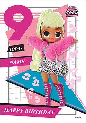 LOL OMG - 9 Today Personalised Birthday Card