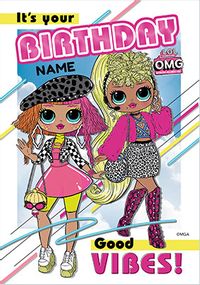 LOL OMG - Good Vibes Personalised Birthday Card