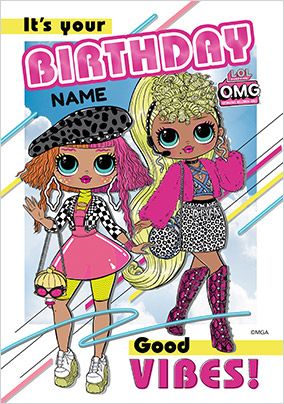 LOL OMG - Good Vibes Personalised Birthday Card