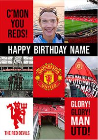Man United - C'mon You Red Photo Birthday Card
