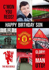 Man United - Son Photo Birthday Card