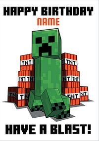 Minecraft Have A Blast Personalised Birthday Card