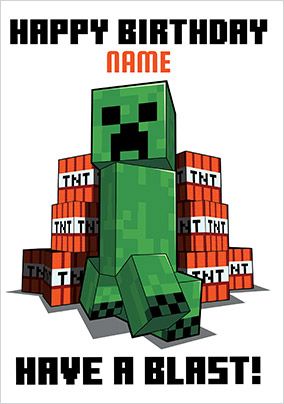 Minecraft Have A Blast Personalised Birthday Card