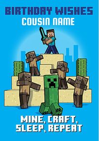 Tap to view Minecraft Cousin Birthday Personalised Card