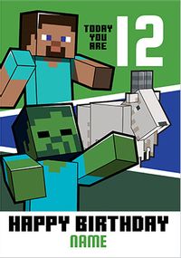 Minecraft 12th Birthday Personalised Card