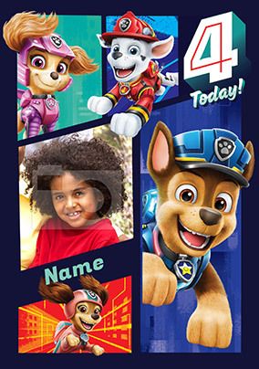 Paw Patrol Movie - 4 Today Personalised Birthday Card