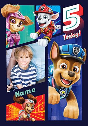 Paw Patrol Movie - 5 Today Personalised Birthday Card