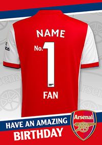 Tap to view Arsenal No.1 Fan Shirt Personalised Birthday Card