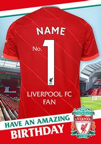 Liverpool FC - No.1 Fan Personalised Birthday Card