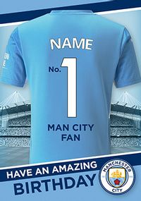 Tap to view Man City - No.1 Fan Personalised Birthday Card