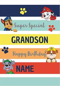 Tap to view Paw Patrol Grandson Personalised Birthday Card