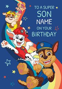 Super Son Paw Patrol Personalised Birthday Card