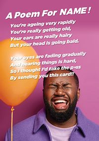 Getting Old Birthday Boy poem personalised Card