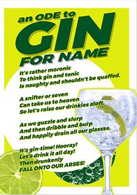 Tap to view An Ode to Gin personalised Birthday Card