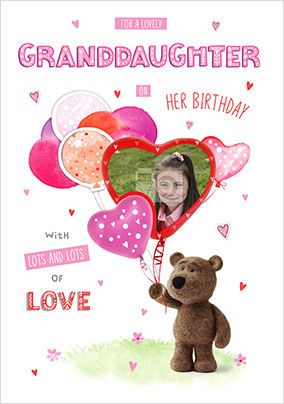 Barley Bear - Granddaughter Photo Birthday Card
