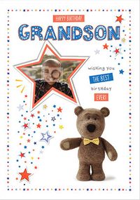 Tap to view Barley Bear - Grandson Photo Birthday Card