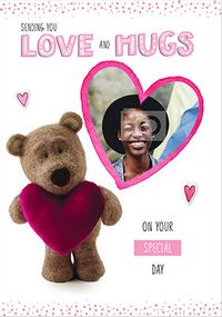 Barley Bear - Love and Hugs Photo Birthday Card