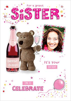 Barley Bear - Sister Photo Birthday Card