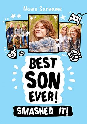 Best Son photo Birthday Card