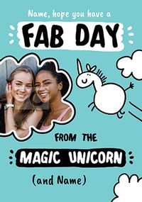 Magic Unicorn photo Birthday Card