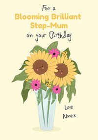 Blooming Brilliant Step-Mum Personalised Birthday Card