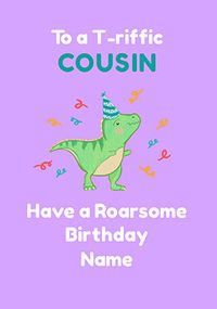 Tap to view T-riffic Cousin Personalised Birthday Card